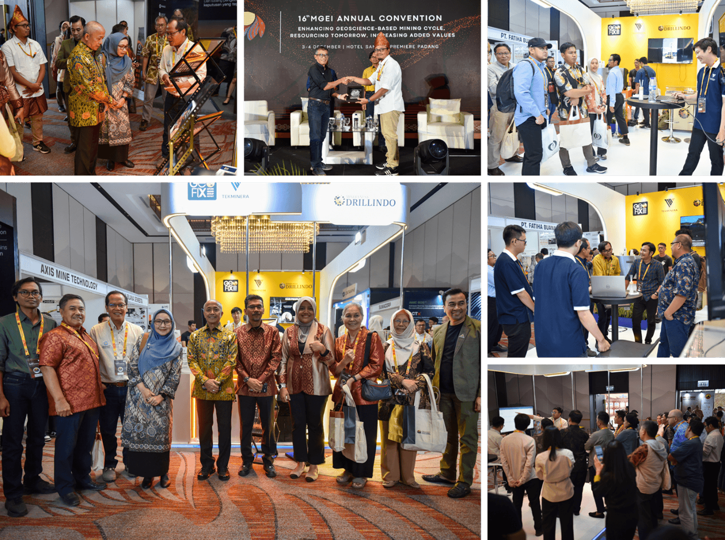 On December 3–4, 2024, PT Geo Fix Indonesia had the honor of participating in the prestigious 16th Annual Convention of the Indonesian Society of Economic Geologists (MGEI), held in Padang. As a Platinum Sponsor, we proudly supported this influential gathering of professionals and experts from across Indonesia’s geological and mining sectors.
This year’s convention served as a dynamic platform for sharing knowledge, fostering collaboration, and driving innovation in the geosciences. Our booth was visited by several esteemed guests whose presence underscored the event’s significance. Among them were Bapak Muhammad Wafid, Head of the Geological Agency; Ibu Dr. Siti Sumilah Rita Susilawati, S.T., M.Sc., Secretary General of Mineral and Coal at the Directorate General of Mineral and Coal, Ministry of Energy and Mineral Resources (ESDM); Bapak STJ Budi Santoso, Chairman of IAGI; Prof. Emmy Suparka; Prof. Mega Rosana, Dean of the Faculty of Geological Engineering at Universitas Padjadjaran (UNPAD); and Ibu Rosalyn Wullandhary, the elected Chairman of MGEI for the 2024–2027 period.
Representing PT Geo Fix Indonesia at the event were members of our Board of Directors, Bapak Gyaista Sampurno and Bapak Bowo Kusnanto, who actively engaged in the convention's discussions and activities. Their presence reflects our commitment to leadership, industry collaboration, and continued support for the development of Indonesia’s geoscience and mining sectors.
We remain dedicated to contributing to the advancement of the industry through innovation, strategic partnerships, and active involvement in professional forums such as MGEI.